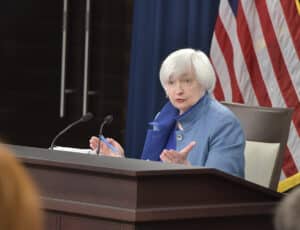 Fed Chairwoman Janet Yellen speaks at a press conference to announce the central bank's rate increase on December 14, 2016. Photo credit: Federal Reserve via Flickr.